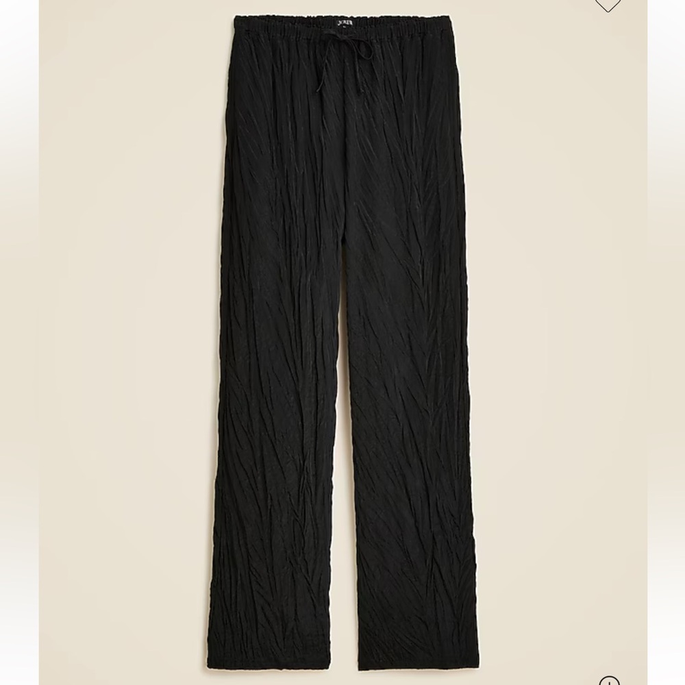 J. Crew Black Crinkled Wide-Leg Pants